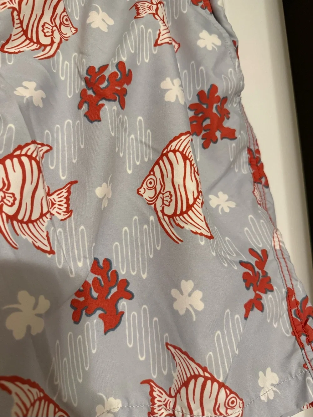 Reyn Spooner Hawaiian Traditions Angel Fish Coral Swim Trunks Mesh Blue Red L